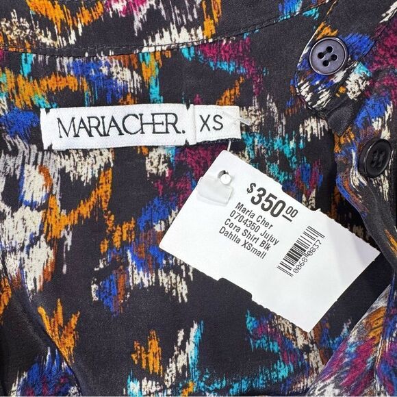 NEW Maria Cher Jujuy Cora Silk Blouse Black Dahlia Size XS - Picture 9 of 11